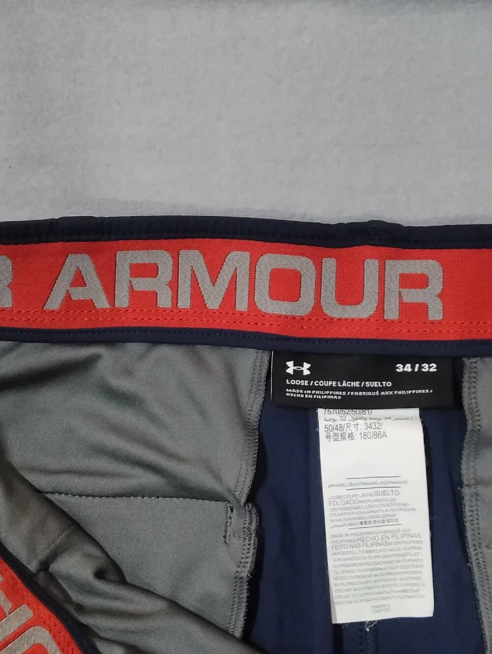 Under Armour Pants Mens 34 X 32 Blue Loose UA Match Play Stretch Grip Waistband